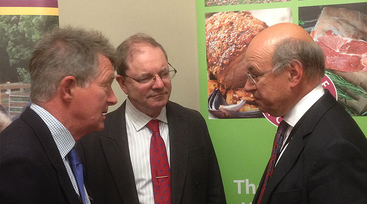 Ian Boyd talking to Geoffrey Clifton-Brown (centre) MP for the Cotswolds and Lord Gardiner of Kimble, Parliamentary Under Secretary of State at the Department for Environment, Food and Rural Affairs.