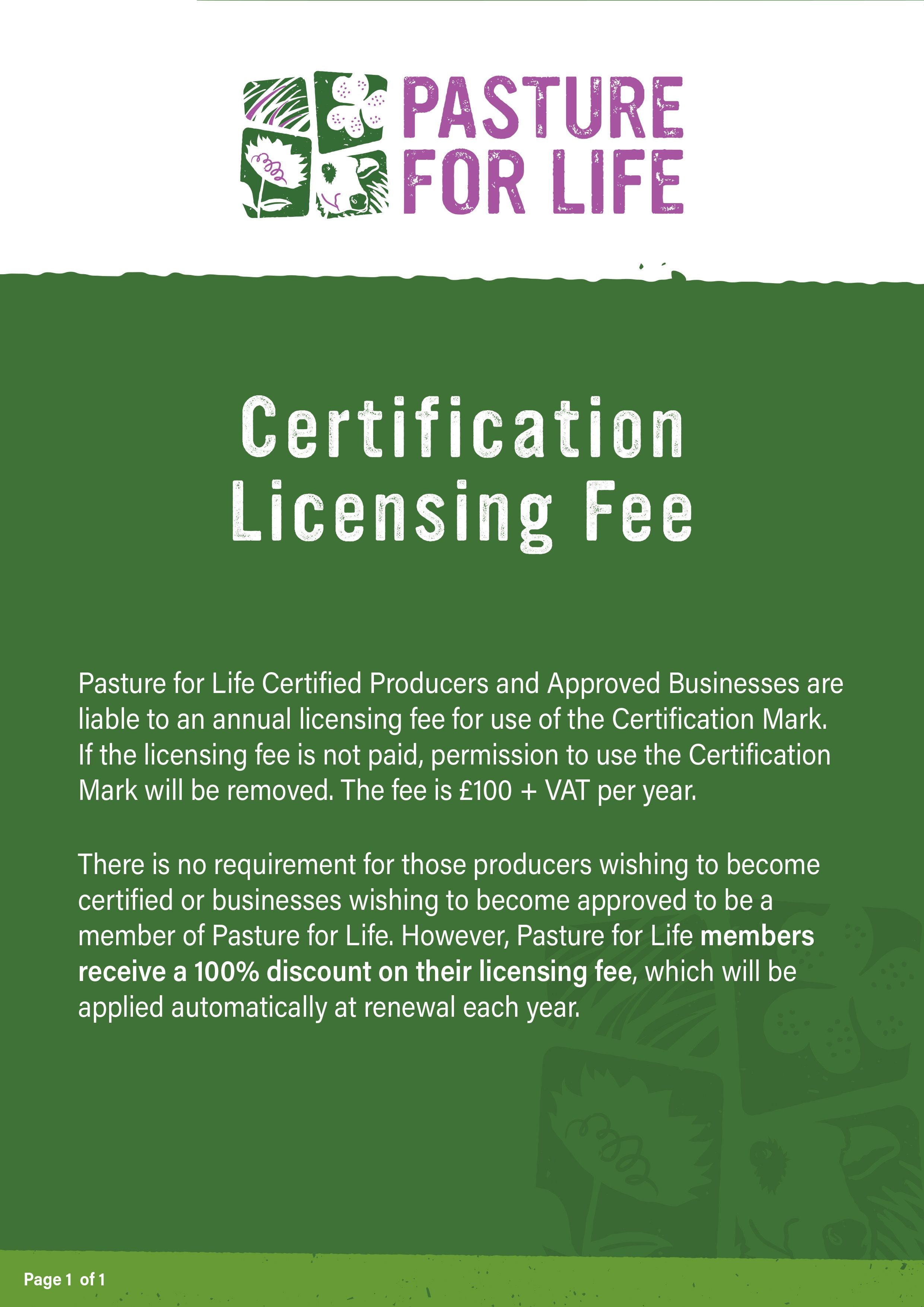 Certification licensing fee