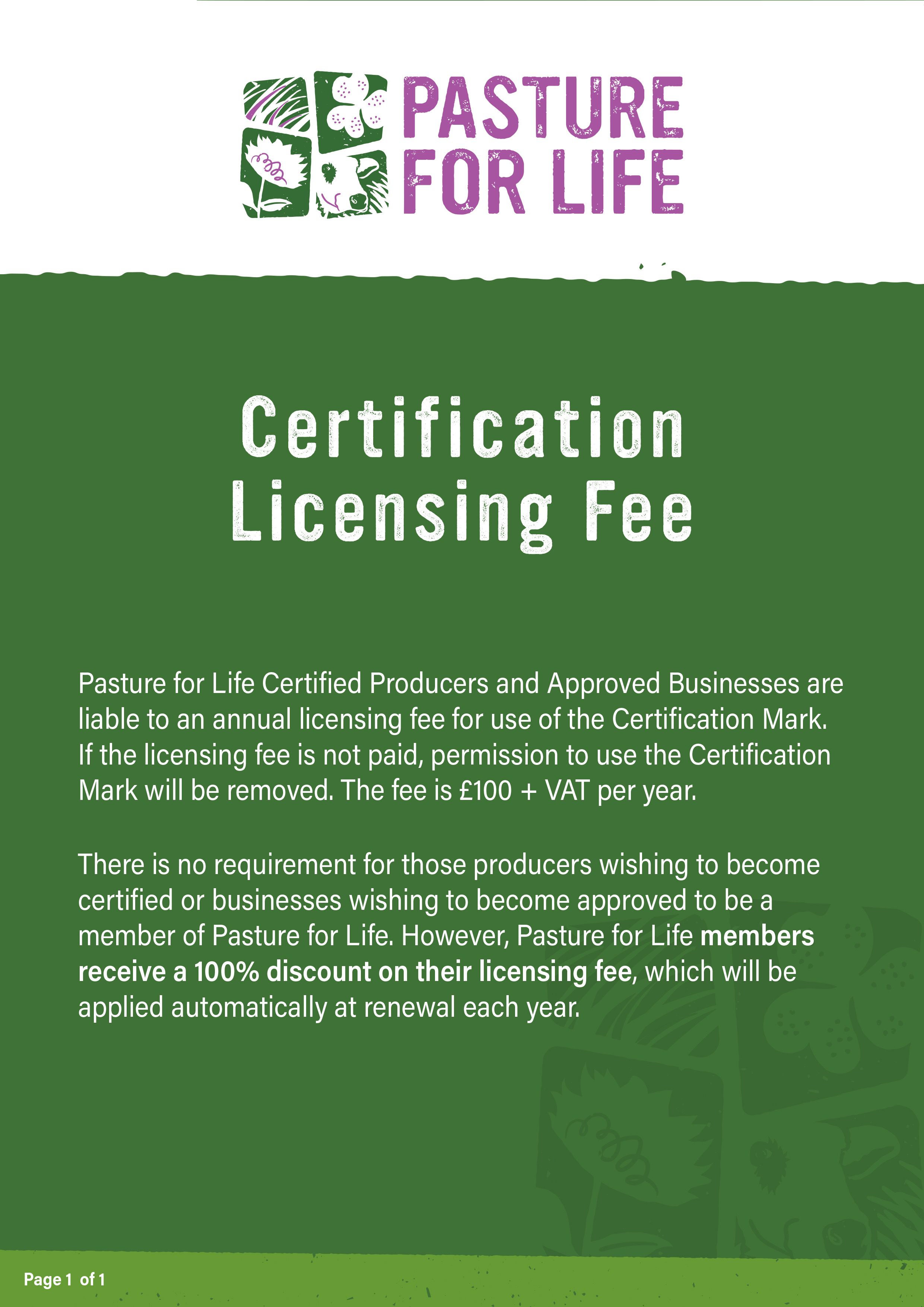 Certification licensing fee